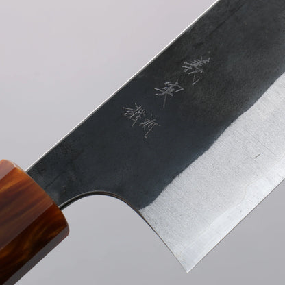 Thương hiệu Yoshimi Kato Thép siêu xanh Đen Dao đa năng Santoku 170mm chuôi dao gỗ mun (bọc: nhựa màu cam)