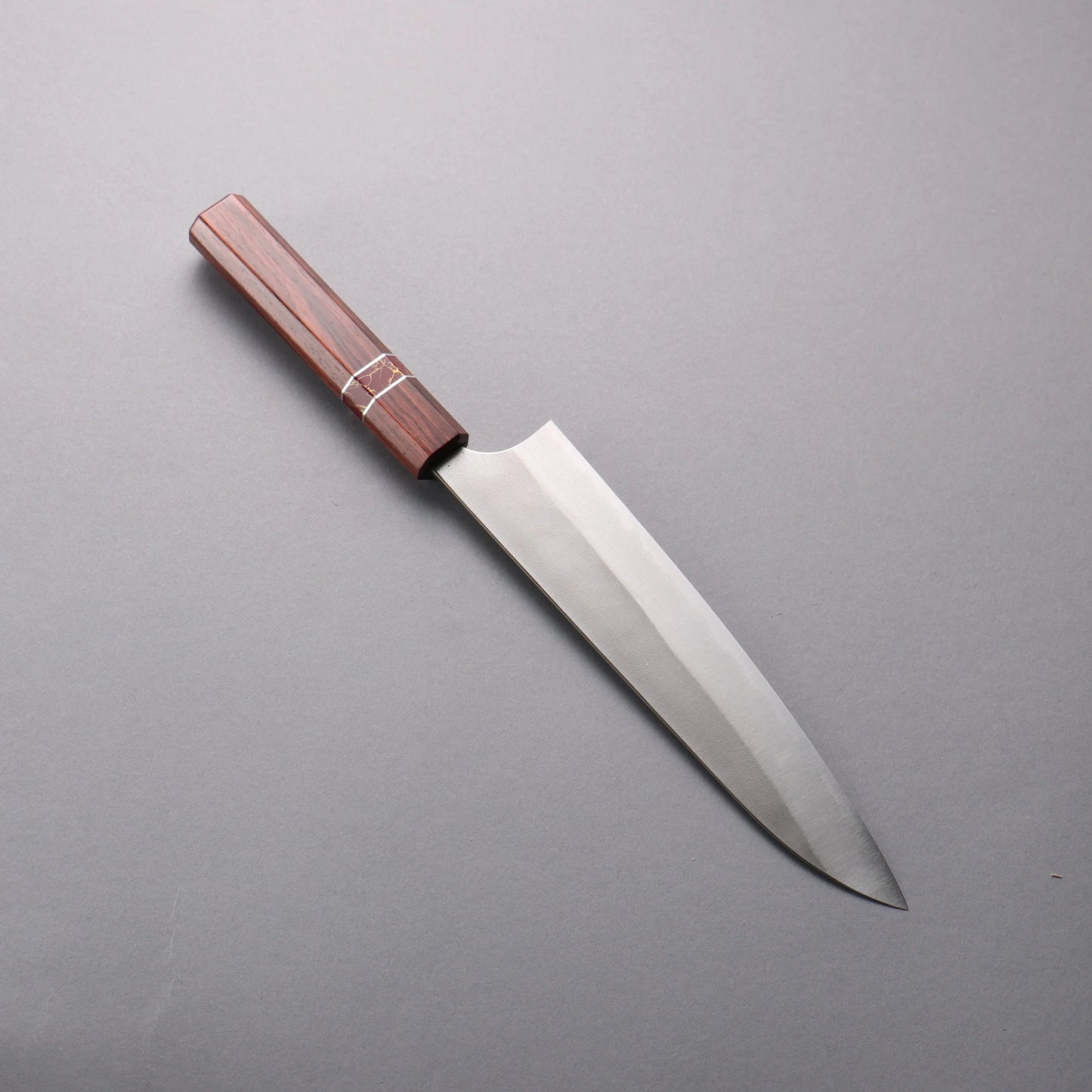 Thương hiệu Yoshimi Kato Thép siêu xanh Kỹ nghệ truyền thống Nhật Nashiji Dao đa năng Gyuto 210mm chuôi dao gỗ hồng sắc (vòng ngọc lam đỏ)