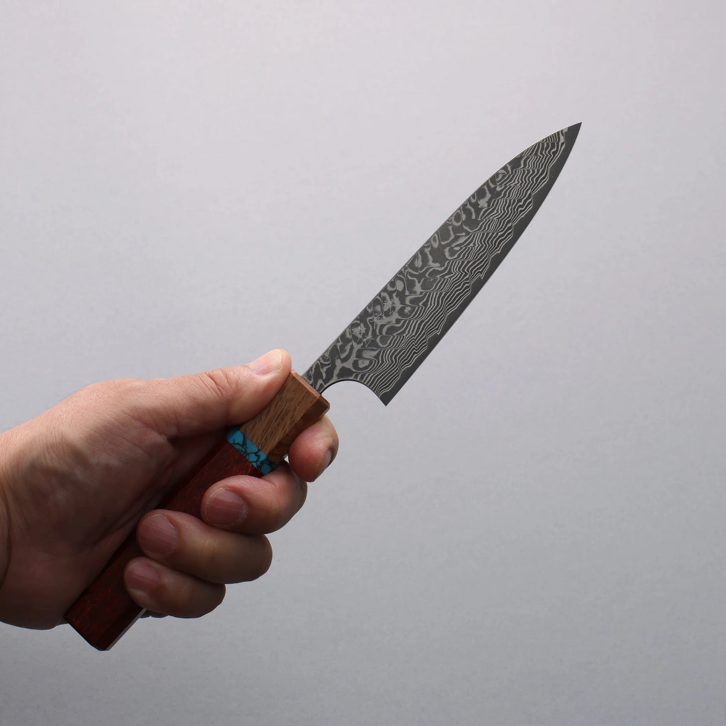 Thương hiệu Yoshimi Kato SG2 Thép Damascus đen Dao nhỏ đa năng Petty 120mm chuôi dao gỗ paddock (có vòng màu ngọc lam)