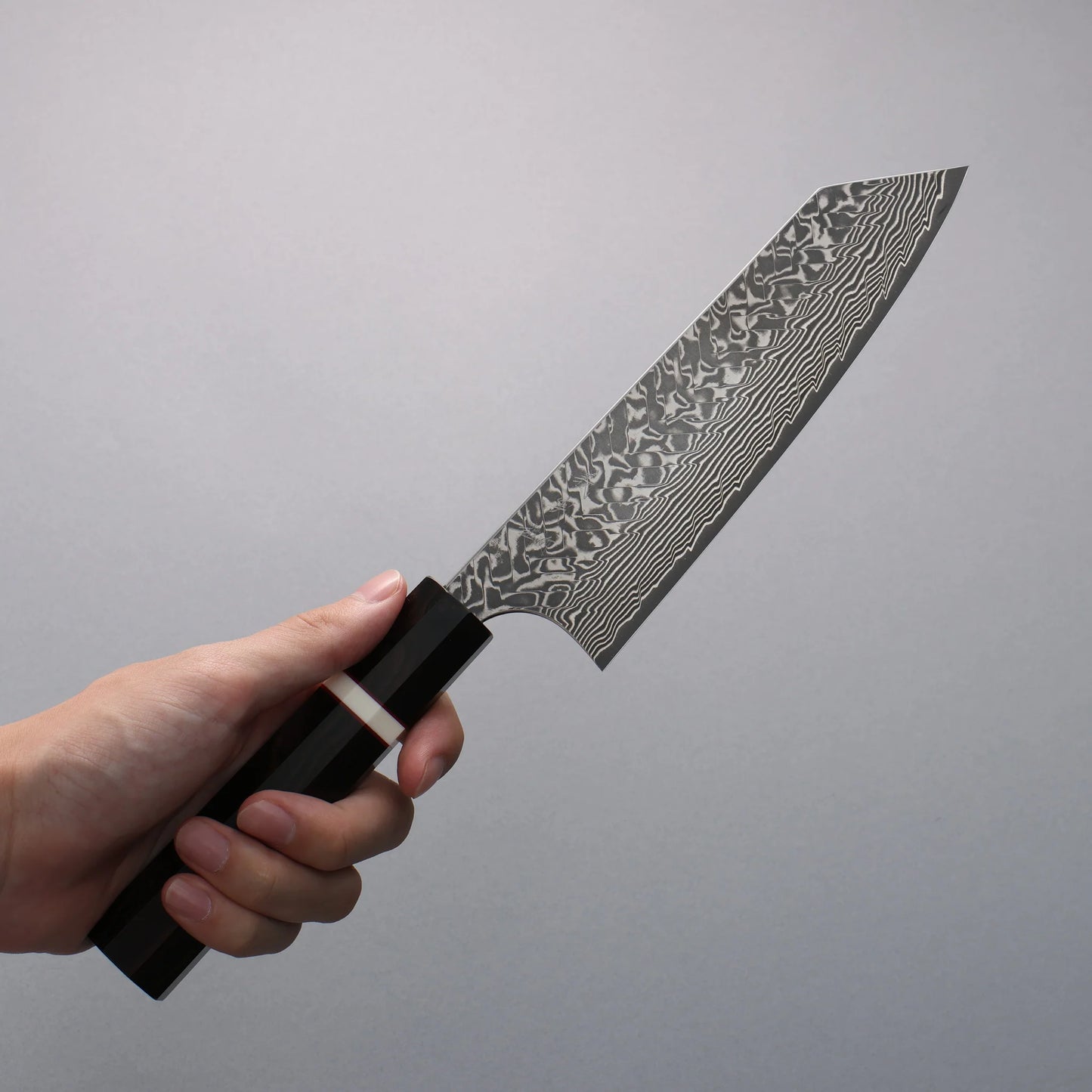 Thương hiệu Yoshimi Kato SG2 Thép Damascus đen Dao đa năng Bunka 170mm chuôi dao tay cầm gỗ đen (vòng trắng)