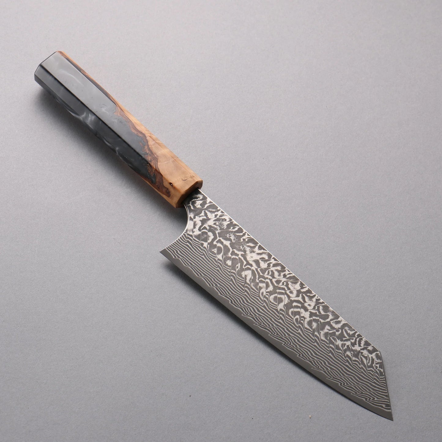 Thương hiệu Yoshimi Kato SG2 Thép Damacus màu đen hoàn thiện Dao đa năng Bunka 170mm chuôi dao gỗ ô liu và đá Cẩm Thạch đen trắng nhựa hoa văn