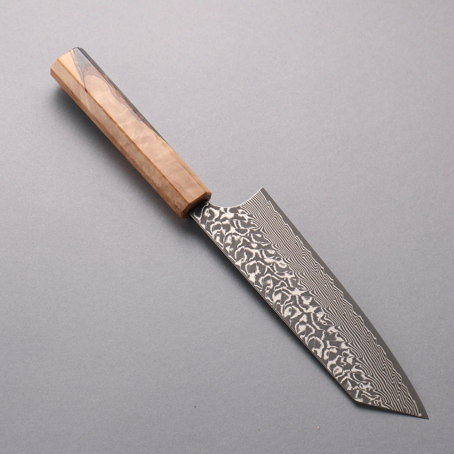 Thương hiệu Yoshimi Kato SG2 Thép Damacus màu đen hoàn thiện Dao đa năng Bunka 170mm chuôi dao gỗ ô liu và đá Cẩm Thạch đen trắng nhựa hoa văn