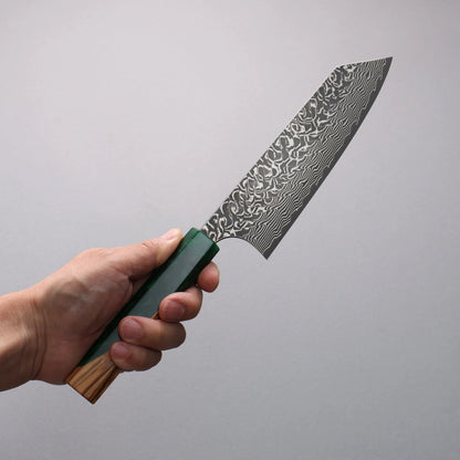 Thương hiệu Yoshimi Kato SG2 Damascus màu đen hoàn thiện Dao đa năng Bunka Knife 170mm chuôi dao gỗ ô liu và nhựa xanh lá cây