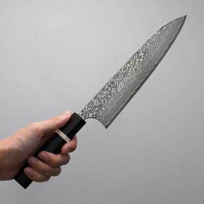 Thương hiệu Yoshimi Kato SG2 Dao đa năng Gyuto thép Damascus màu đen 210mm chuôi dao gỗ mun (Vòng trắng)