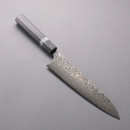 Thương hiệu Yoshimi Kato SG2 Thép Damascus Đen hoàn thiện Dao đa năng Gyuto 210mm chuôi dao gỗ ổn định màu xám (vòng màu trắng ngọc lam)