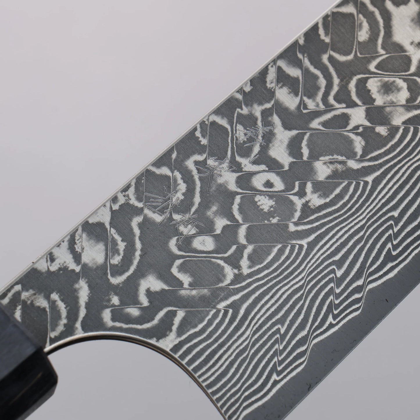 Thương hiệu Yoshimi Kato SG2 Thép Damascus Đen hoàn thiện Dao đa năng Gyuto 210mm chuôi dao gỗ ổn định màu xám (vòng màu trắng ngọc lam)