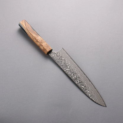 Thương hiệu Yoshimi Kato SG2 Thép Damascus đen Dao đa năng Gyuto 210mm chuôi dao nhựa ô liu và màu xanh lá cây