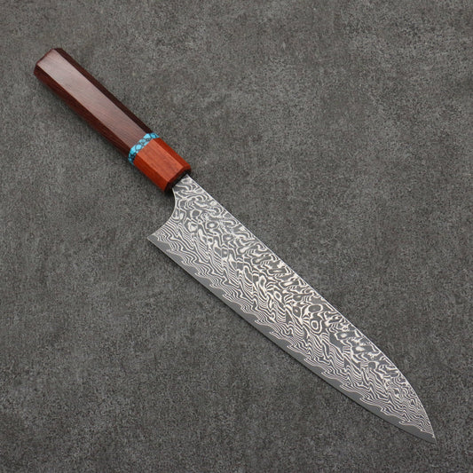 Thương hiệu Yoshimi Kato thép SG2 màu đen Damascus Dao Gyuto 210MM chuôi dao gỗ hồng sắc (có Vòng Ngọc Lam)