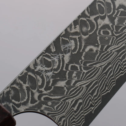 Thương hiệu Yoshimi Kato SG2 Thép Damascus đen Dao đa năng Kiritsuke Gyuto 210mm chuôi dao gỗ hồng sắc (vòng ngọc lam đỏ)