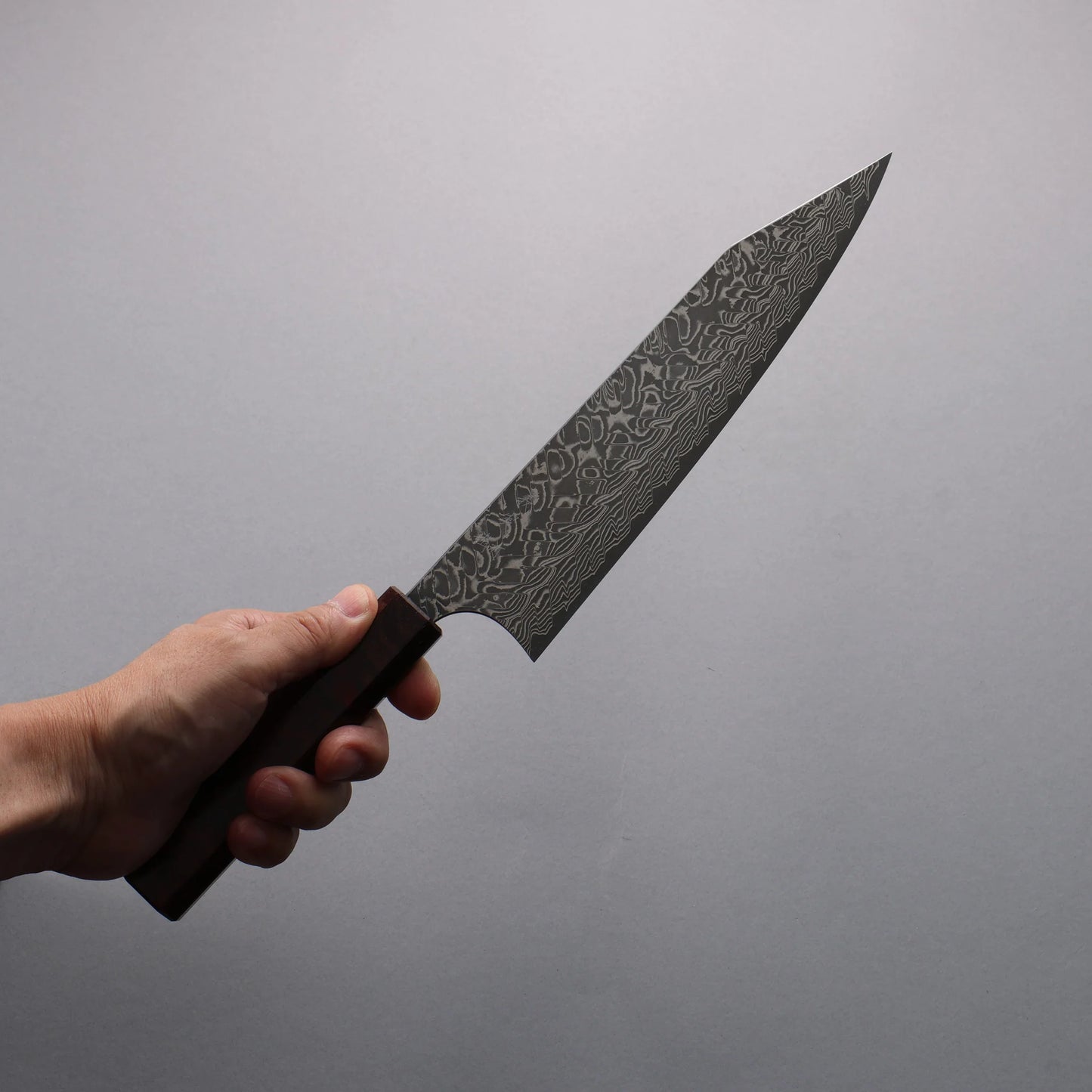 Thương hiệu Yoshimi Kato SG2 Thép Damascus đen Dao đa năng Kiritsuke Gyuto 210mm chuôi dao gỗ hồng sắc (vòng ngọc lam đỏ)