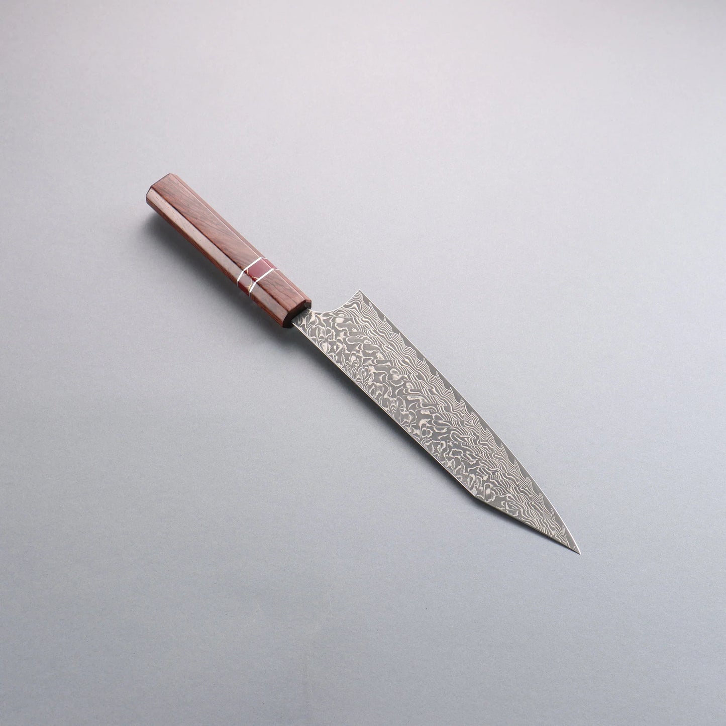 Thương hiệu Yoshimi Kato thép SG2 màu đen Damascus Dao đa năng chuyên dụng Kiritsuke Gyuto 210mm chuôi dao gỗ hồng sắc (Vòng ngọc lam đỏ)