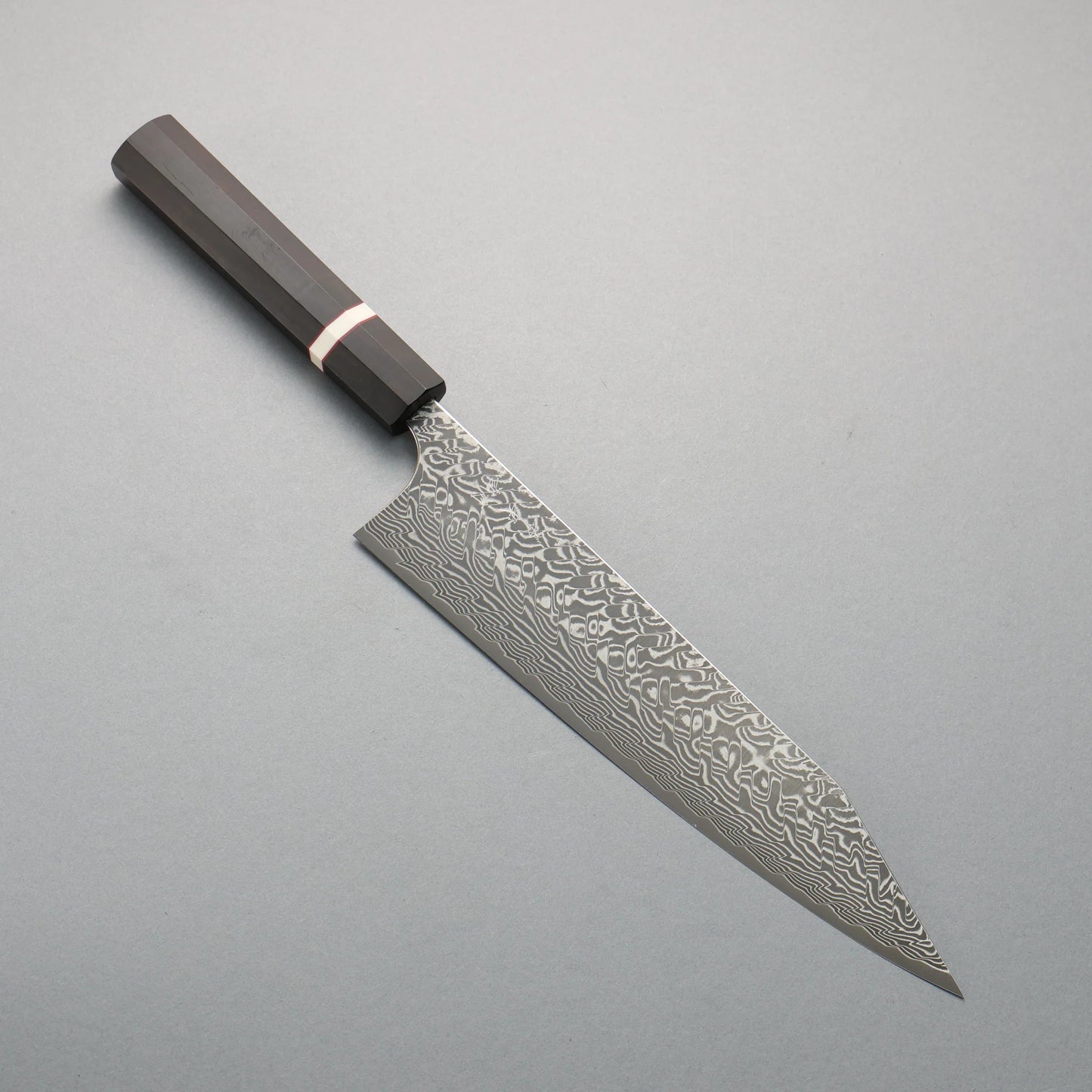 Thương hiệu Yoshimi Kato SG2 Thép Damascus đen Dao đa năng Kiritsuke Gyuto 240mm chuôi dao gỗ mun (vòng trắng)