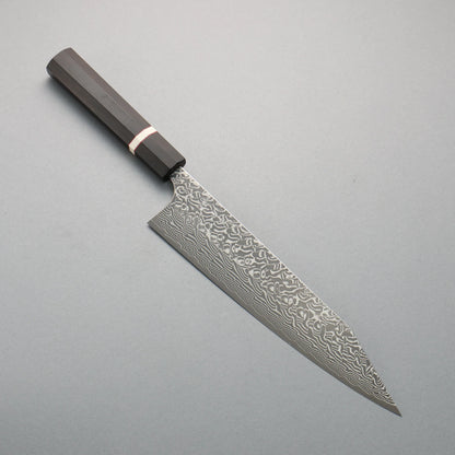 Thương hiệu Yoshimi Kato SG2 Thép Damascus đen Dao đa năng Kiritsuke Gyuto 240mm chuôi dao gỗ mun (vòng trắng)