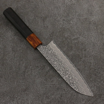 Thương hiệu Yoshimi Kato SG2 Thép Damascus đen Dao đa năng Santoku 170mm chuôi dao gỗ mun (bọc: nhựa màu cam)