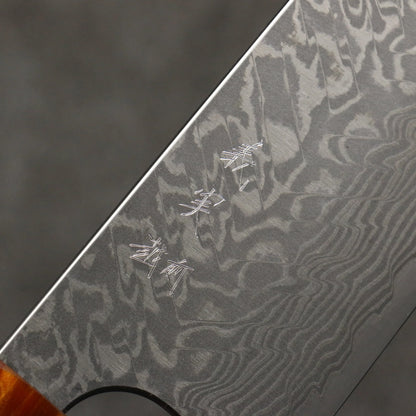 Thương hiệu Yoshimi Kato SG2 Thép Damascus đen Dao đa năng Santoku 170mm chuôi dao gỗ mun (bọc: nhựa màu cam)