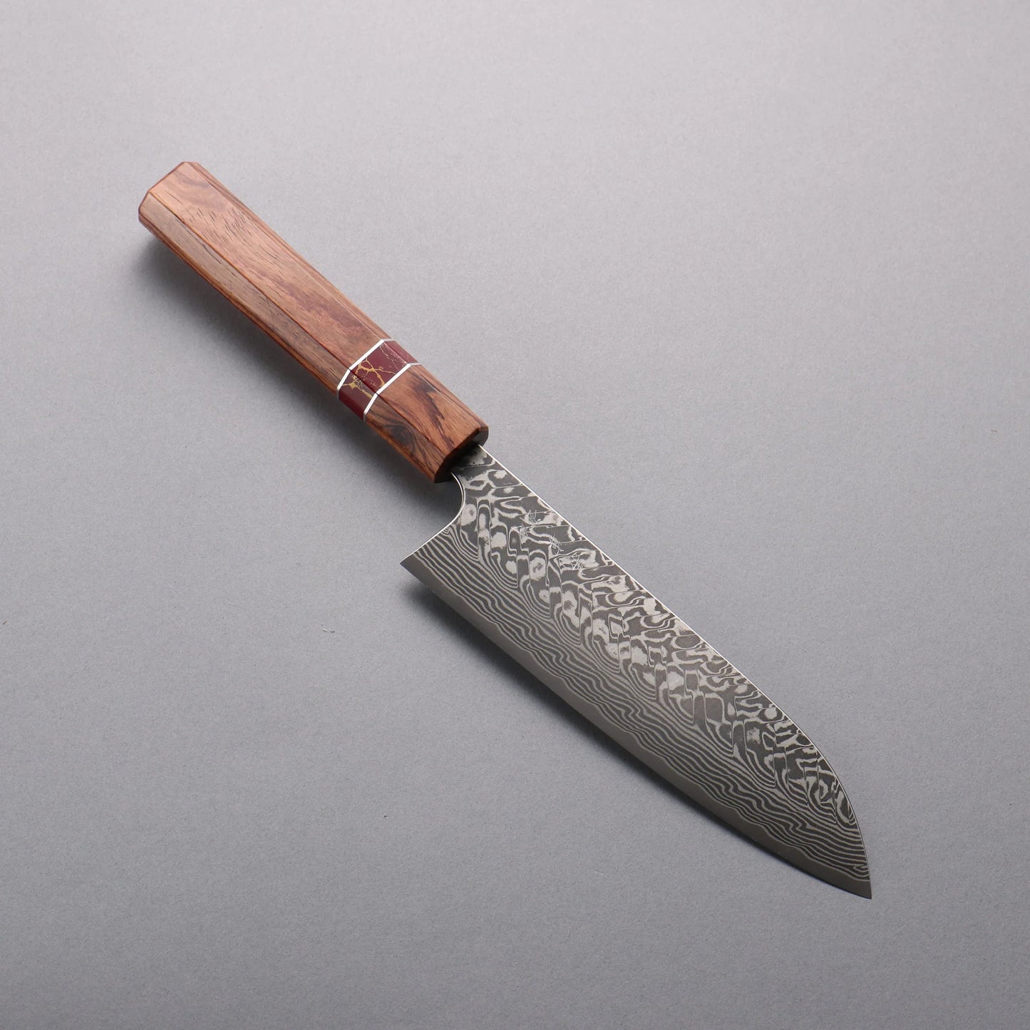 Thương hiệu Yoshimi Kato SG2 Thép Damascus đen Dao đa năng Santoku 170mm chuôi dao gỗ hồng sắc (vòng Turquoise ngọc lam đỏ) tinh hoa nghệ thuật cắt cao cấp Nhật Bản