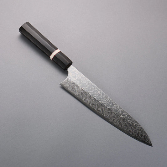 Thương hiệu Yoshimi Kato SG2 Thép Damascus dao đánh bóng hoàn thiện Dao đa năng Gyuto 210mm chuôi dao gỗ đen (vòng trắng)