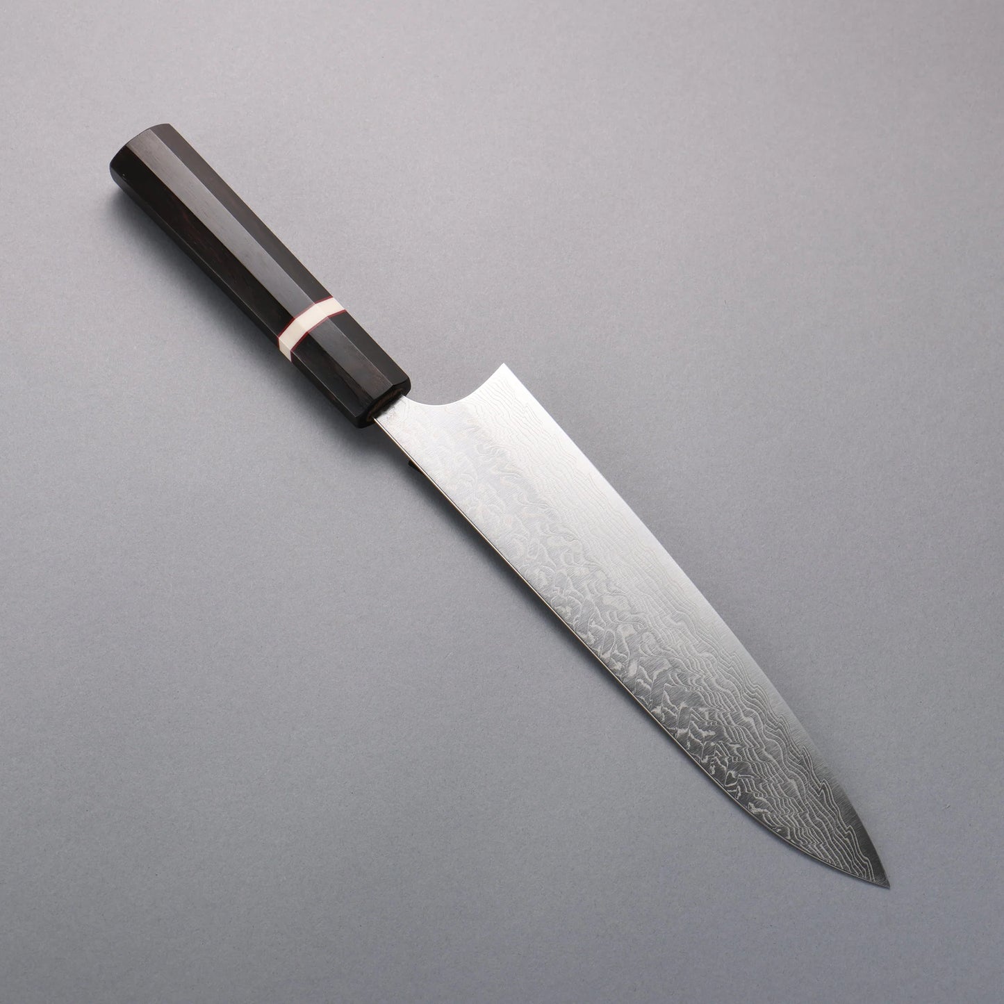 Thương hiệu Yoshimi Kato SG2 Thép Damascus dao đánh bóng hoàn thiện Dao đa năng Gyuto 210mm chuôi dao gỗ đen (vòng trắng)