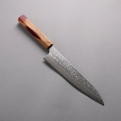 Thương hiệu Yoshimi Kato SG2 thép Damascus dao đánh bóng hoàn thiện Dao đa năng Gyuto 210mm chuôi dao bằng nhựa màu ô liu và đỏ