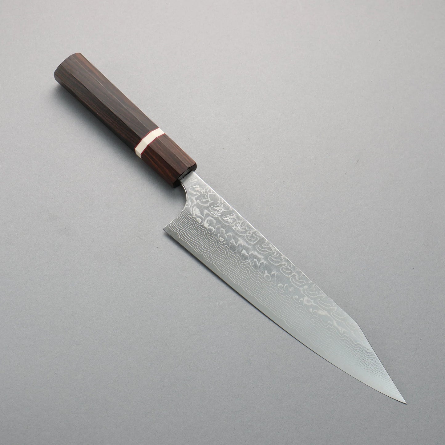 Thương hiệu Yoshimi Kato SG2 Thép Damascus Đánh bóng hoàn thiện Dao đa năng Kiritsuke Gyuto 210mm chuôi dao gỗ mun (vòng trắng)