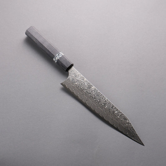 Thương hiệu Yoshimi Kato SG2 Thép Damascus dao đánh bóng hoàn thiện Dao Kiritsuke Gyuto 210mm chuôi dao gỗ ổn định màu xám (Vòng ngọc lam trắng)