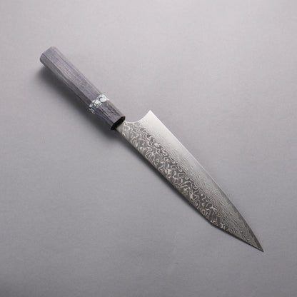 Thương hiệu Yoshimi Kato SG2 Thép Damascus dao đánh bóng hoàn thiện Dao Kiritsuke Gyuto 210mm chuôi dao gỗ ổn định màu xám (Vòng ngọc lam trắng)