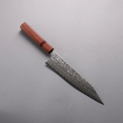 Thương hiệu Yoshimi Kato SG2 Thép Damascus dao đánh bóng hoàn thiện Dao Kiritsuke Gyuto 210mm chuôi dao gỗ hồng sắc (Vòng ngọc lam đỏ)