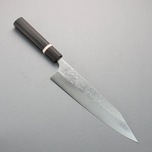 Thương hiệu Yoshimi Kato SG2 Thép Damascus Đánh bóng hoàn thiện Dao đa năng Kiritsuke Gyuto 240mm chuôi dao gỗ mun (vòng trắng)