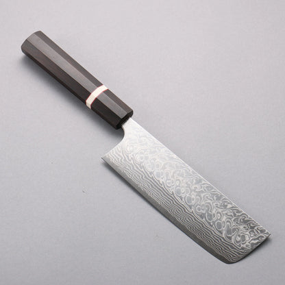 Thương hiệu Yoshimi Kato SG2 Thép Damascus Đánh bóng hoàn thiện Dao thái rau chuyên dụng Nakiri 165mm chuôi dao gỗ mun (vòng trắng)