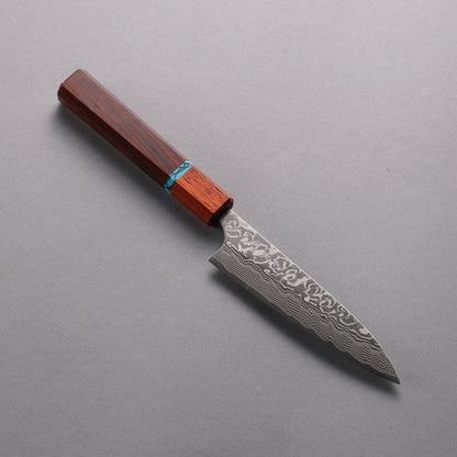 Thương hiệu Yoshimi Kato SG2 Thép Damascus dao đánh nhẵn bóng hoàn thiện Dao nhỏ đa năng Petty 120mm chuôi dao gỗ hồng sắc (có vòng màu ngọc lam)