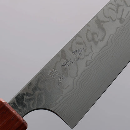 Thương hiệu Yoshimi Kato SG2 Thép Damascus dao đánh nhẵn bóng hoàn thiện Dao nhỏ đa năng Petty 120mm chuôi dao gỗ hồng sắc (có vòng màu ngọc lam)