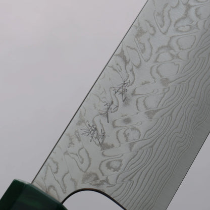 Thương hiệu Yoshimi Kato SG2 Thép Damascus đánh bóng hoàn thiện Dao đa năng Santoku 170mm chuôi dao nhựa ô liu và màu xanh lá cây