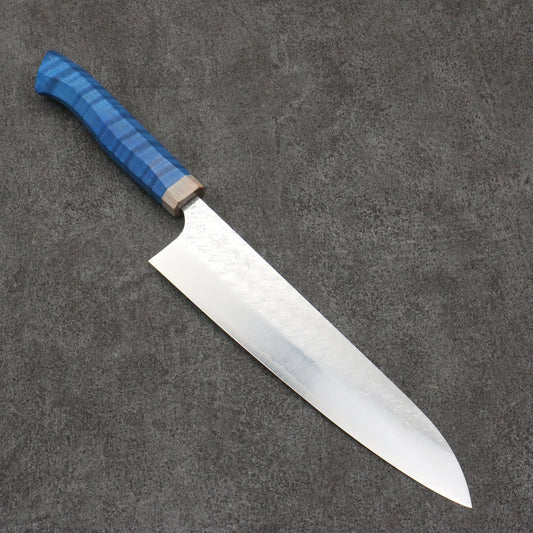 Yoshimi Kato Mizusurface SG2 Hammer Gyuto Knife 210MM Western Type (Blue) Handle 加藤 義実 水面 SG2 鎚目 牛刀包丁 210MM 洋タイプ (青)柄 Free ship - Thương hiệu Yoshimi Kato Mặt nước SG2 Rèn thủ công Dao đa năng Gyuto 210mm