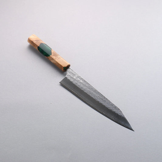 Thương hiệu Yoshimi Kato Mizusurface SG2 vân búa Dao đa năng Kiritsuke Gyuto 210mm chuôi dao bằng nhựa màu ô liu và xanh lá cây