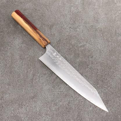 Thương hiệu Yoshimi Kato Mặt nước thép SG2 vân búa dao rèn thủ công Dao đa năng Kiritsuke Gyuto 210mm chuôi dao gỗ ô liu và nhựa đỏ