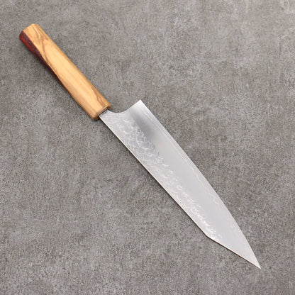 Thương hiệu Yoshimi Kato Mặt nước thép SG2 vân búa dao rèn thủ công Dao đa năng Kiritsuke Gyuto 210mm chuôi dao gỗ ô liu và nhựa đỏ