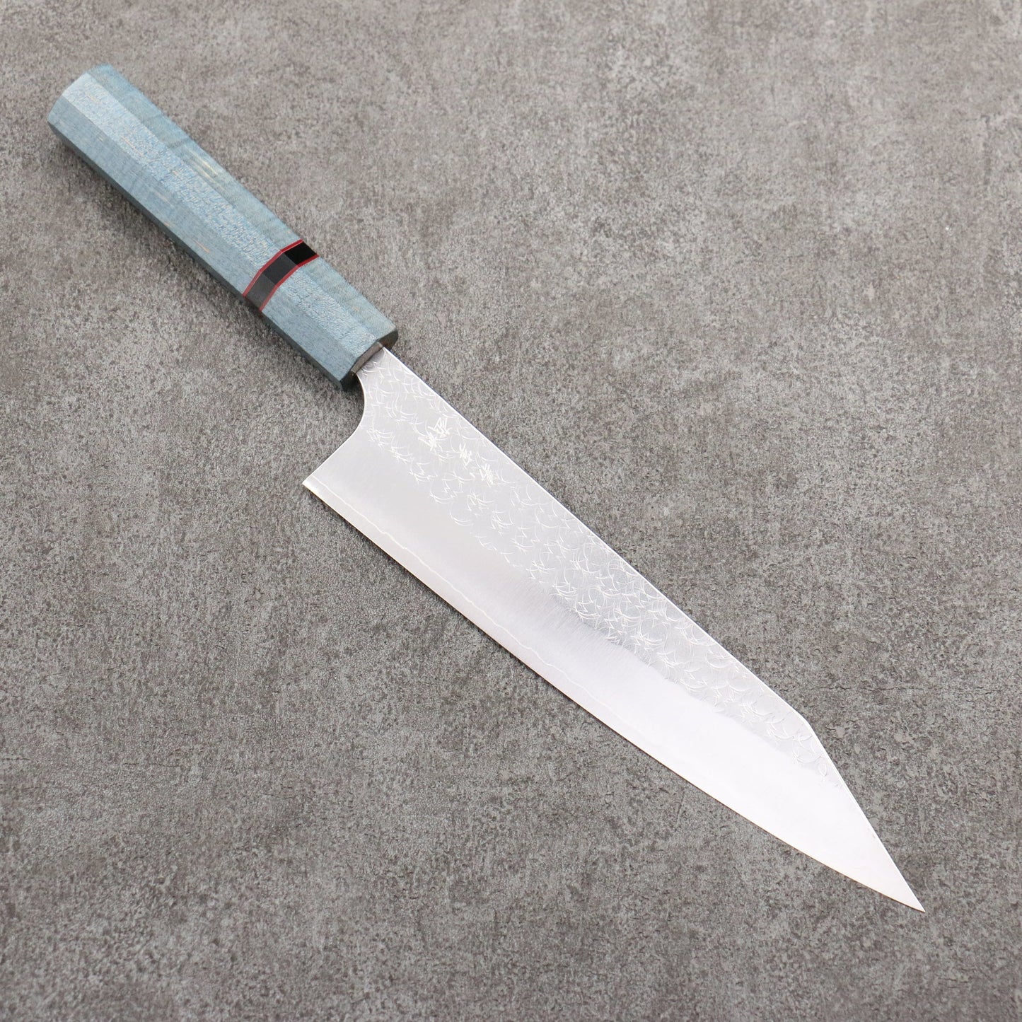 Thương hiệu Yoshimi Kato Mặt nước thép SG2 vân búa dao rèn thủ công Dao đa năng Kiritsuke Gyuto 210mm chuôi dao gỗ Stabilized ( một loại gỗ được kết hợp độc đáo giữa gỗ tự nhiên và nhựa Thông)