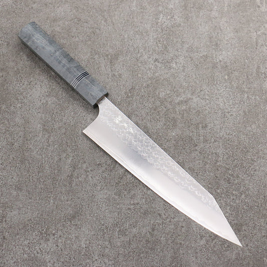 Thương hiệu Yoshimi Kato Mặt nước thép SG2 vân búa dao rèn thủ công Dao đa năng Kiritsuke Gyuto 210mm chuôi dao gỗ ổn định màu xám (vòng đen trắng)