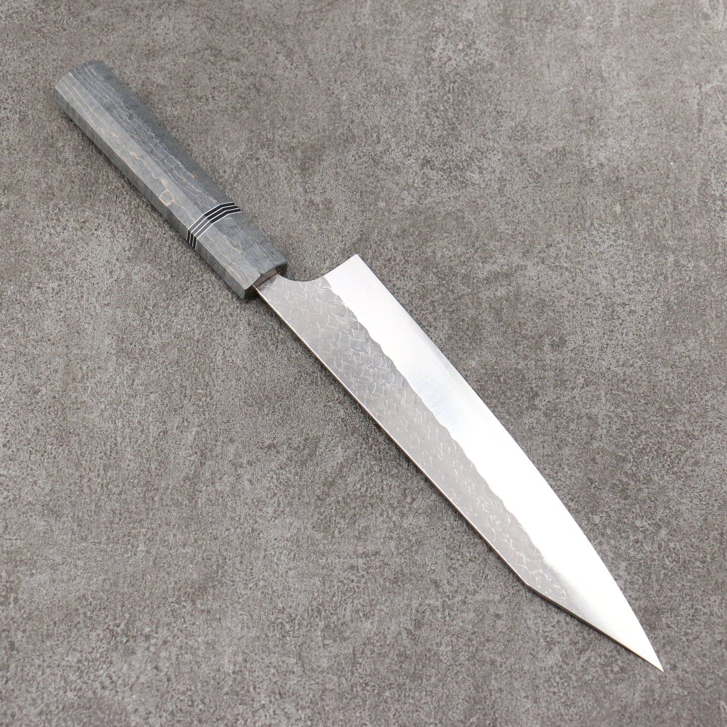 Thương hiệu Yoshimi Kato Mặt nước thép SG2 vân búa dao rèn thủ công Dao đa năng Kiritsuke Gyuto 210mm chuôi dao gỗ ổn định màu xám (vòng đen trắng)