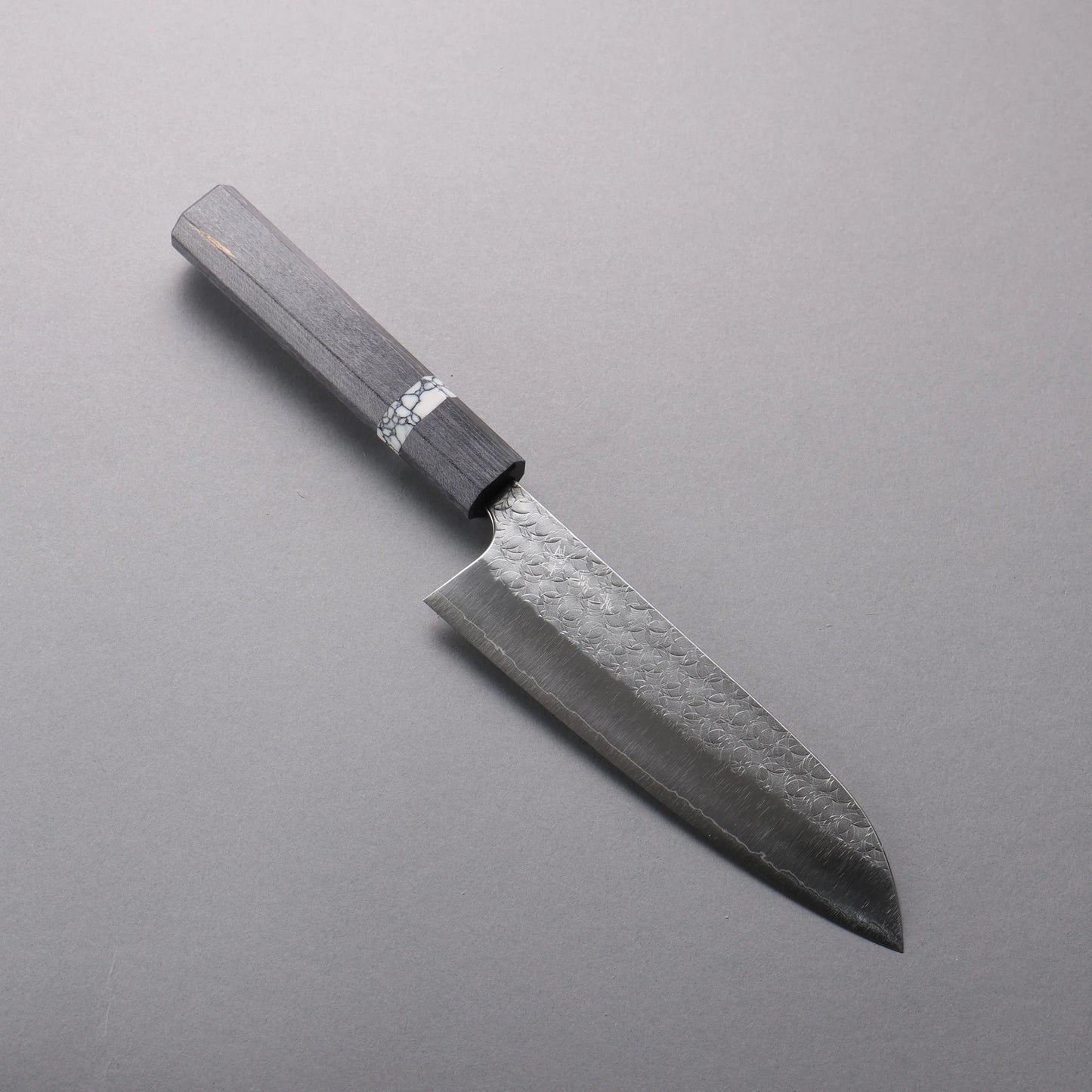 Thương hiệu Yoshimi Kato Mặt nước SG2 vân búa dao rèn thủ công dao Nhật Dao đa năng Santoku 170mm chuôi dao gỗ ổn định màu xám (vòng màu trắng ngọc lam)