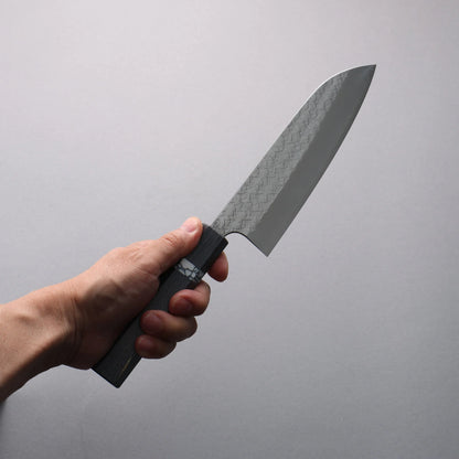 Thương hiệu Yoshimi Kato Mặt nước SG2 vân búa dao rèn thủ công dao Nhật Dao đa năng Santoku 170mm chuôi dao gỗ ổn định màu xám (vòng màu trắng ngọc lam)