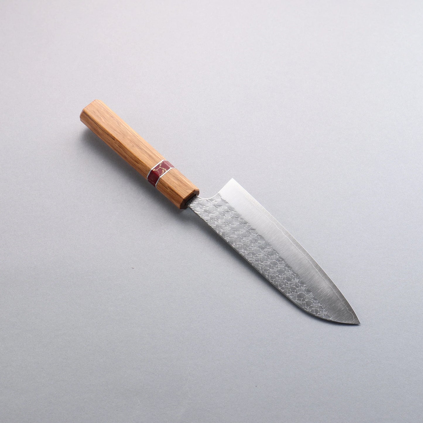 Thương hiệu Yoshimi Kato Mizusurface thép SG2 vân búa Dao Santoku 170mm dao rèn thủ công dao Nhật chuôi dao ô liu (vòng ngọc lam màu đỏ)