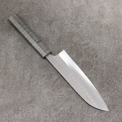 Thương hiệu Yoshimi Kato Mặt nước thép SG2 vân búa dao rèn thủ công Dao đa năng Santoku 165mm chuôi dao gỗ ổn định màu xám (vòng đen trắng)