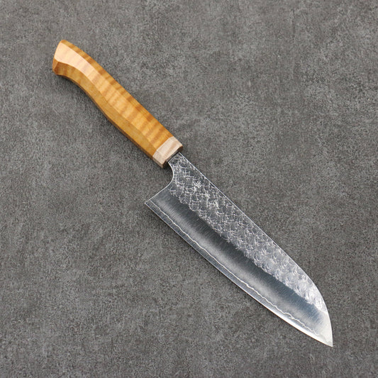 Thương hiệu Yoshimi Kato dòng mặt nước thép SG2 vân búa dao rèn thủ công Dao đa năng Santoku 170mm chuôi dao kiểu phương Tây (màu vàng)