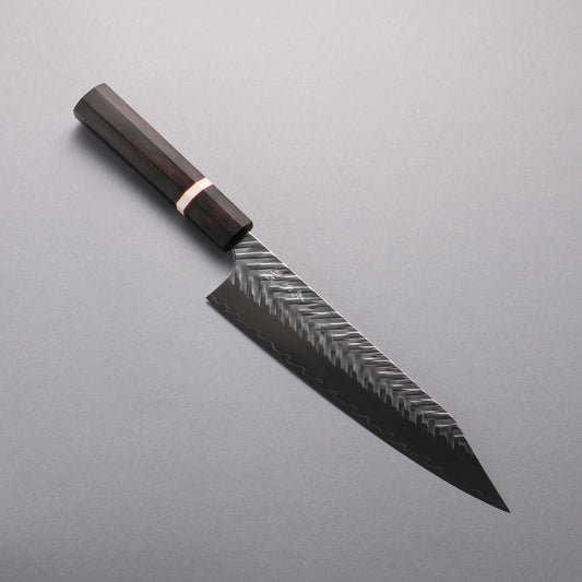 Thương hiệu Yoshimi Kato Dao đa năng chuyên dụng Kiritsuke Gyuto 210mm thép SPG STRIX vân búa (V) đúc đặc biệt chuôi dao gỗ mun (vòng trắng)