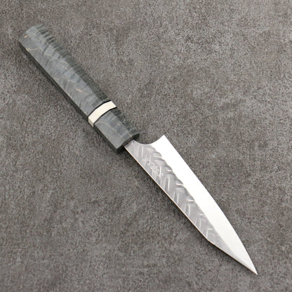 Thương hiệu Yoshimi Kato thép SPG STRIX vân búa (V) Dao nhỏ Kiritsuke Petty 120mm chuôi dao gỗ ổn định màu xám (vòng trắng)