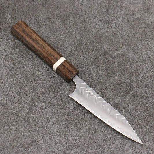 Thương hiệu Yoshimi Kato thép SPG STRIX vân búa (V) Dao nhỏ Kiritsuke Petty 120mm chuôi dao gỗ tần bì (vòng trắng)