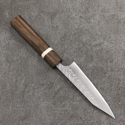 Thương hiệu Yoshimi Kato thép SPG STRIX vân búa (V) Dao nhỏ Kiritsuke Petty 120mm chuôi dao gỗ tần bì (vòng trắng)