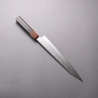 Thương hiệu Yoshimi Kato SPG STRIX Hammered (V) vân búa Dao cắt Kiritsuke Sujihiki 270mm chuôi dao gỗ mun (bọc: Nhựa màu cam)