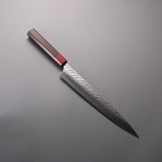 Thương hiệu Yoshimi Kato SPG STRIX Hammered (V) vân búa Dao cắt Sujihiki Dao Nhật 270mm chuôi dao gỗ cẩm lai (bọc: Gỗ dán đỏ)